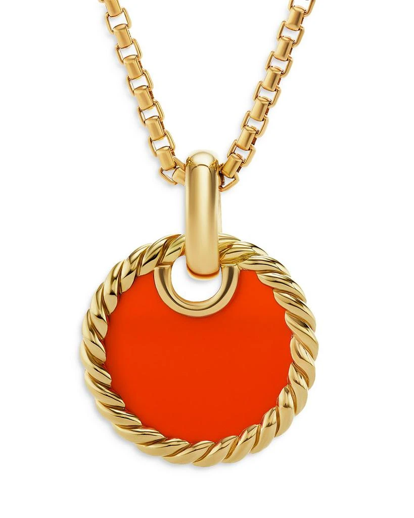 David Yurman 18K Yellow Gold DY Elements® Carnelian Disc Pendant 1