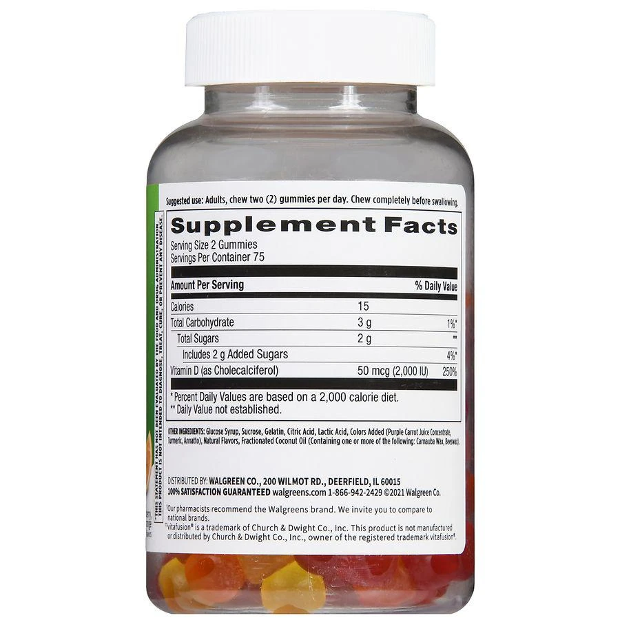 Walgreens Vitamin D3 50 mcg (2000 IU) Gummies (150 days) Natural Strawberry, Lemon and Orange 3