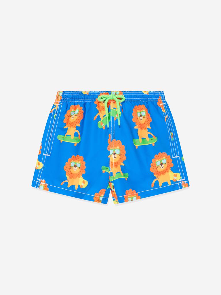 Mc2 Saint Barth MC2 Saint Barth Boys Skateboard Leo Swim Shorts in Blue