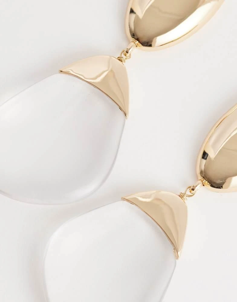 ASOS ASOS DESIGN large pendant earrings with clear resin in gold tone 4