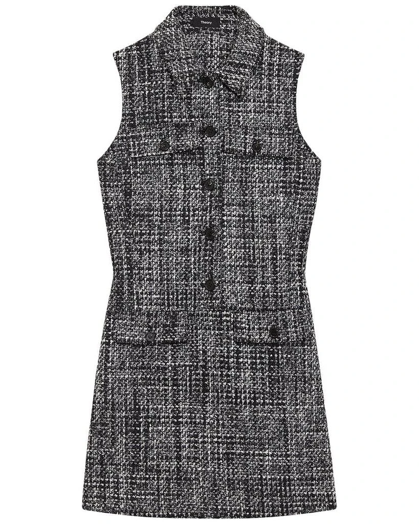 Theory Wool-Blend Melange Tweed Military Mini Dress 1