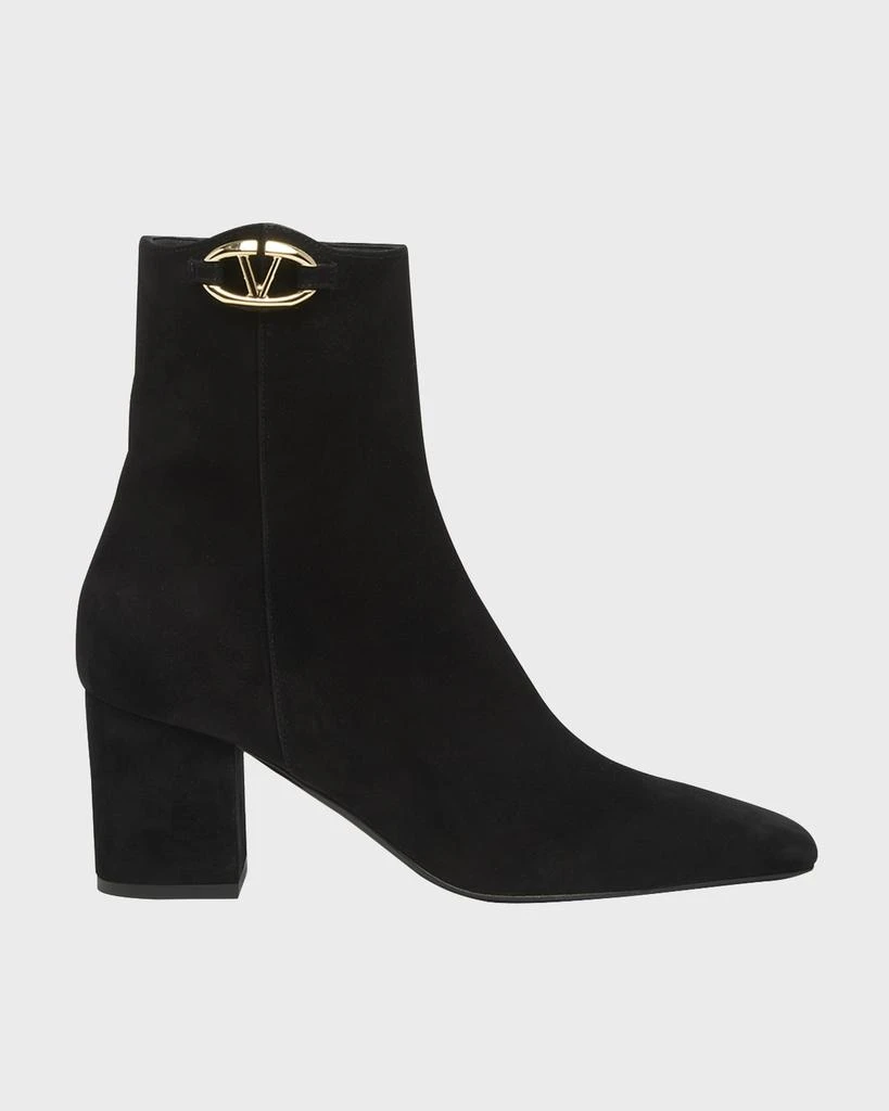 Valentino VLogo Leather Block-Heel Ankle Boots 1