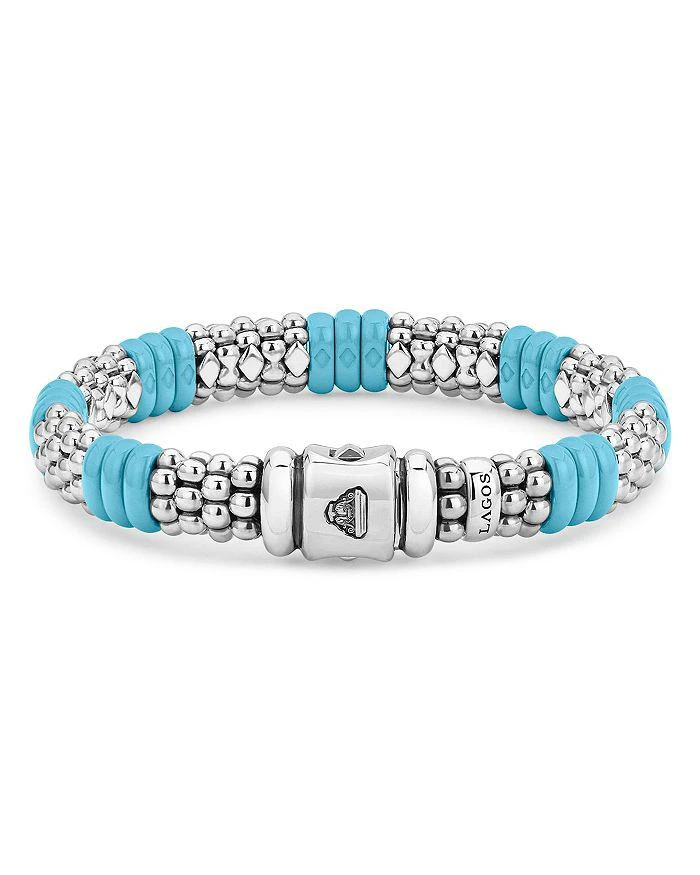 LAGOS Sterling Silver Caviar Blue Ceramic Signature Bracelet 4