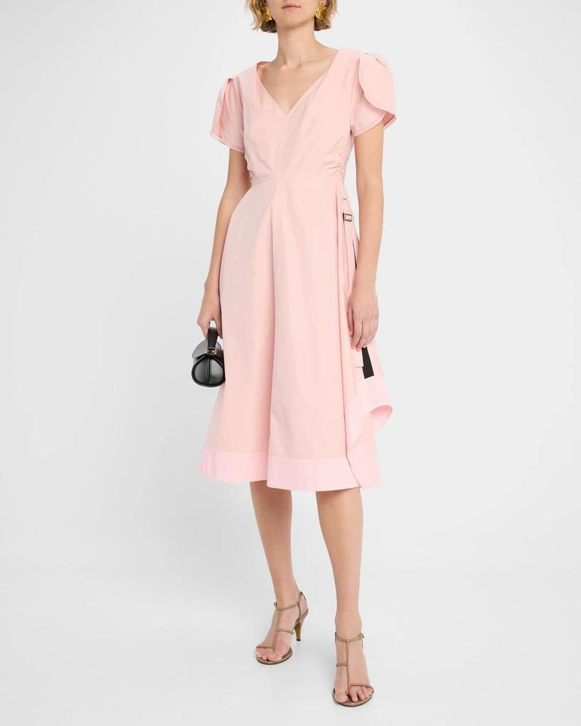 3.1 Phillip Lim V-Neck Tulip-Sleeve Midi Dress 2