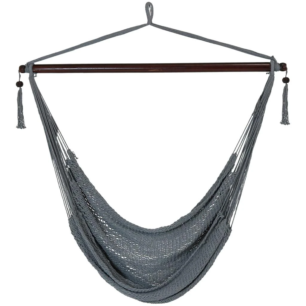 Sunnydaze Modern Boho-Style Soft-Spun Polyester Rope Hanging Caribbean XL Hammock Chair for Yard, Balcony, and Garden 1