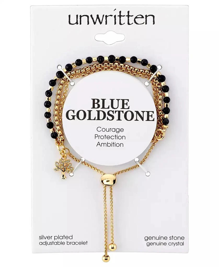 Unwritten Blue Stone Crystal Tree Bolo Bracelet in Gold-Tone Plated and Silver Plated 2
