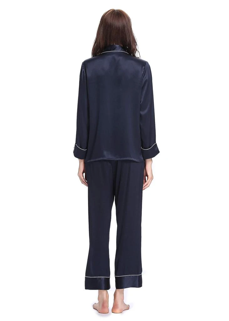 LILYSILK Women's 22 Momme Chic Trimmed Silk Pajamas Set 3