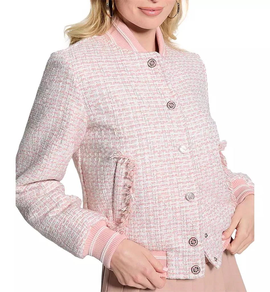 GUESS Women's New Gloria Long-Sleeve Tweed Bomber Jacket 3
