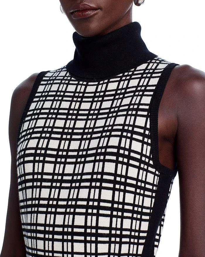 TOCCIN Peggy Sleeveless Turtleneck Tie Front Windowpane Dress 2