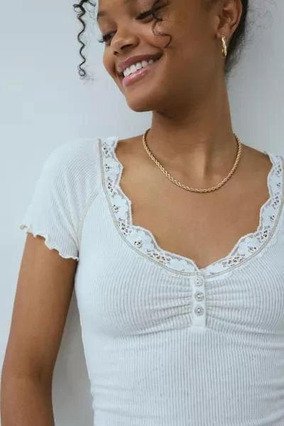 Out From Under Out From Under Diana Layering Lace-Trim Henley Tee 4