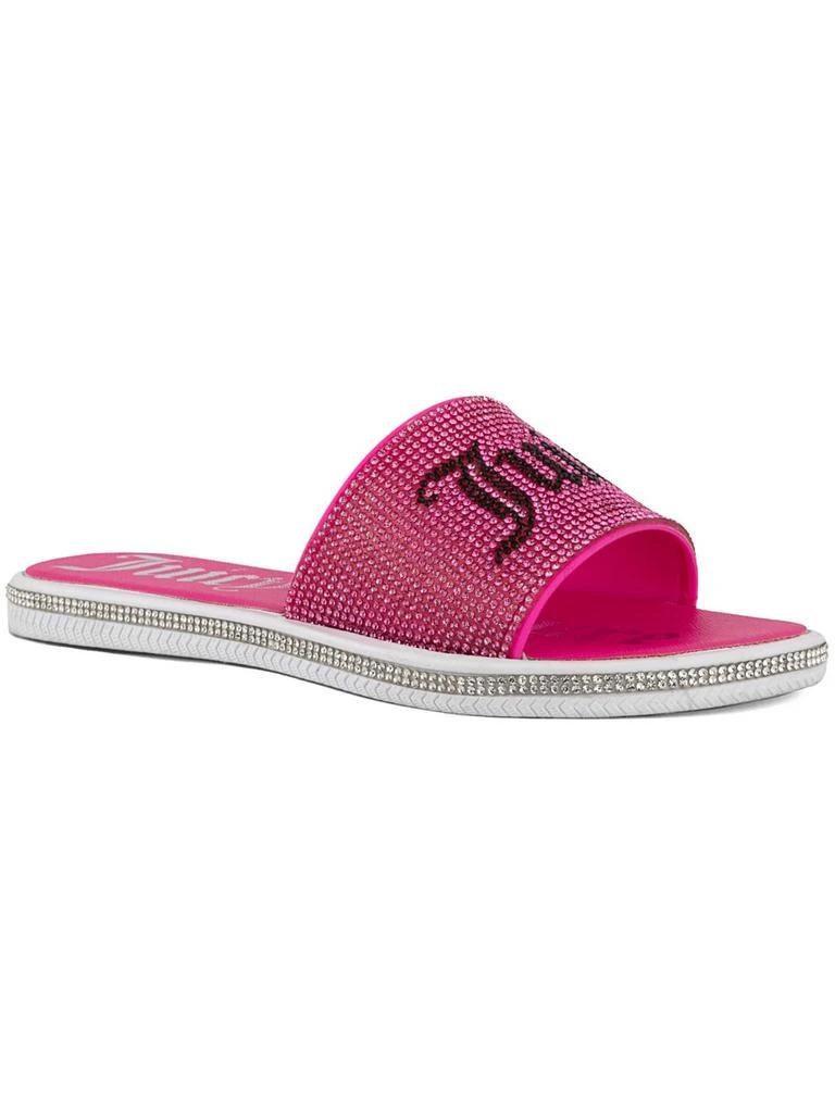 Juicy Couture Womens Faux Leather Rhinestones Slide Sandals 4
