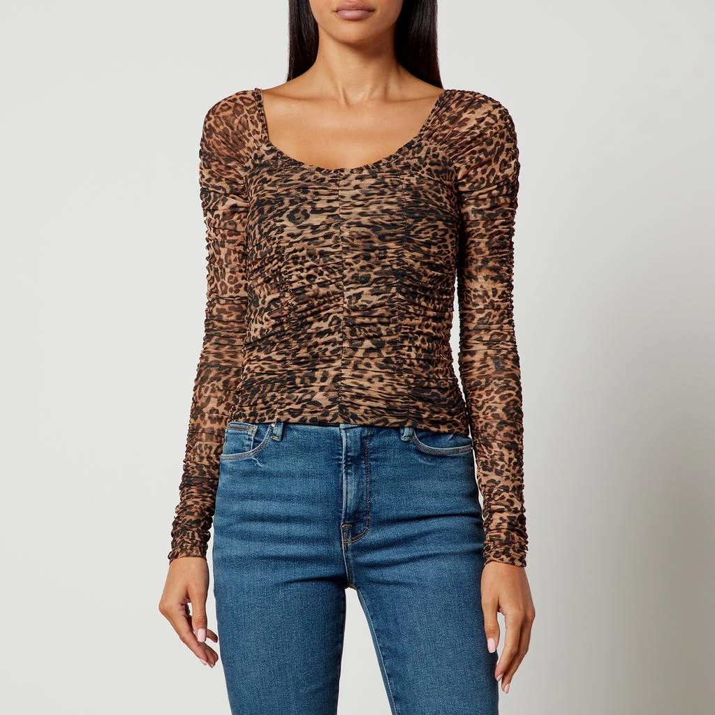 Good American Good American Leopard Print Ruched Mesh Top 1
