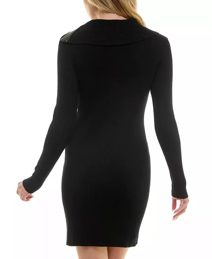 BCX Juniors' Faux-Leather Long-Sleeve Sweater Dress 2