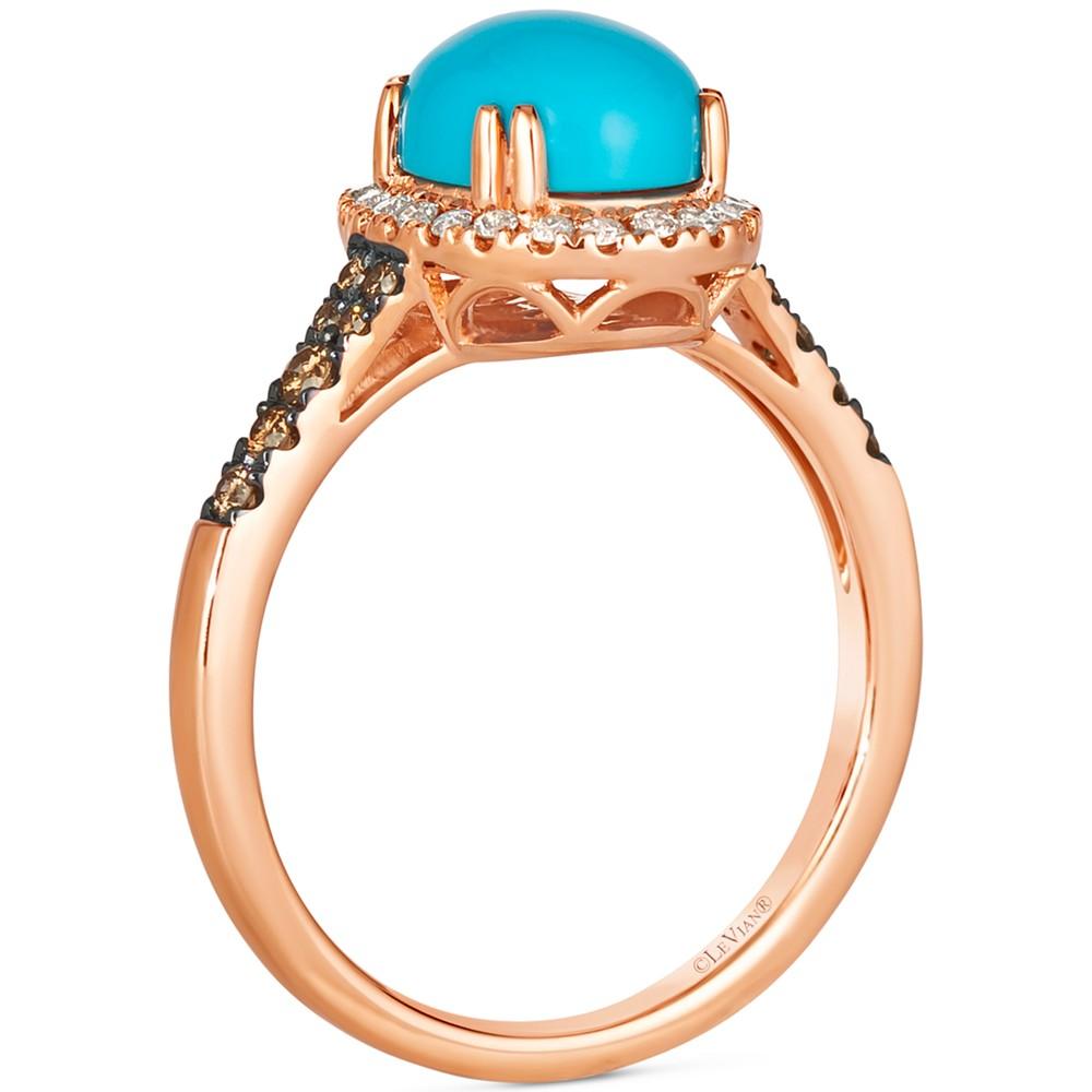 Le Vian Robins Egg Blue Turquoise (2 ct. t.w.) & Diamond (1/3 ct. t.w.) Halo Ring in 14k Rose Gold