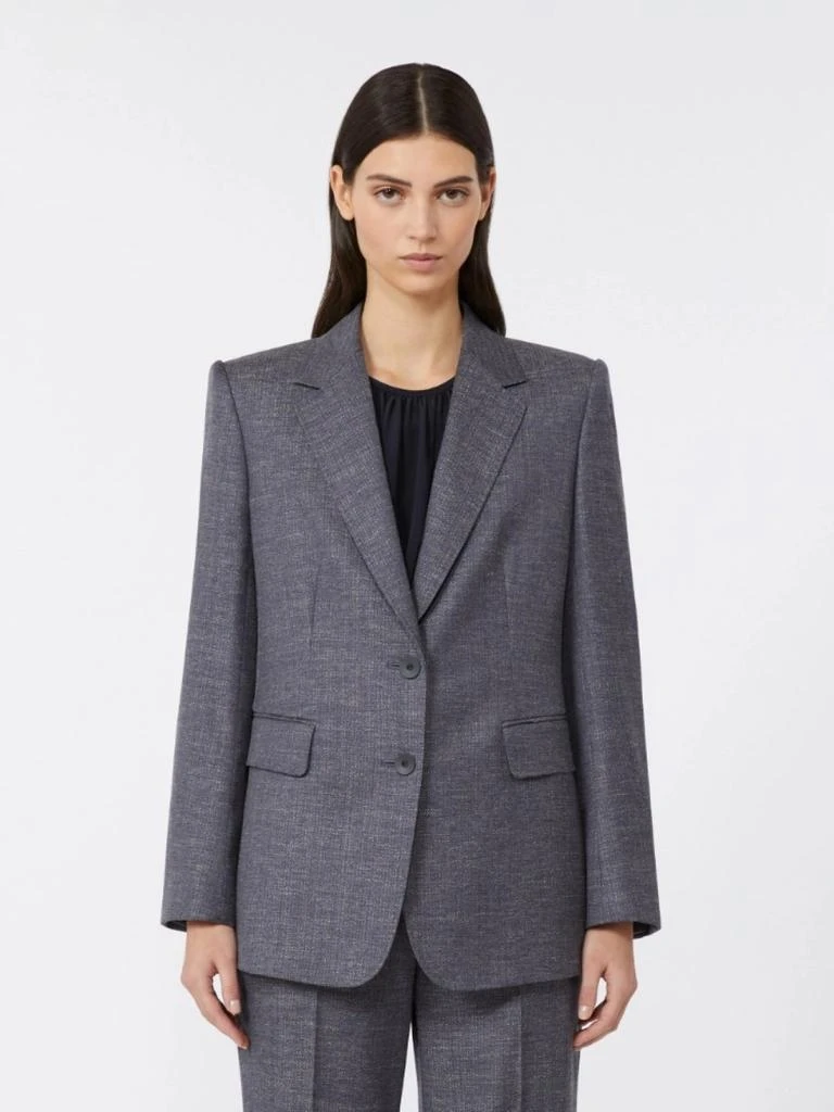 Max Mara Structured Tailored Blazer In Deep Blue-Grey 3