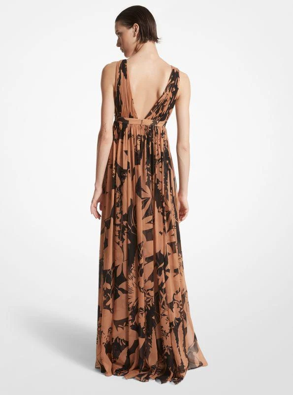 Michael Kors Shadow Floral Silk Chiffon Empire Goddess Gown 2