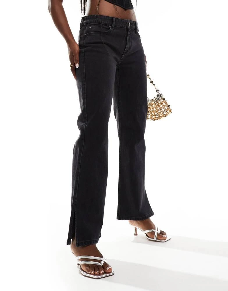 Bershka Bershka split hem flare jean in black 2