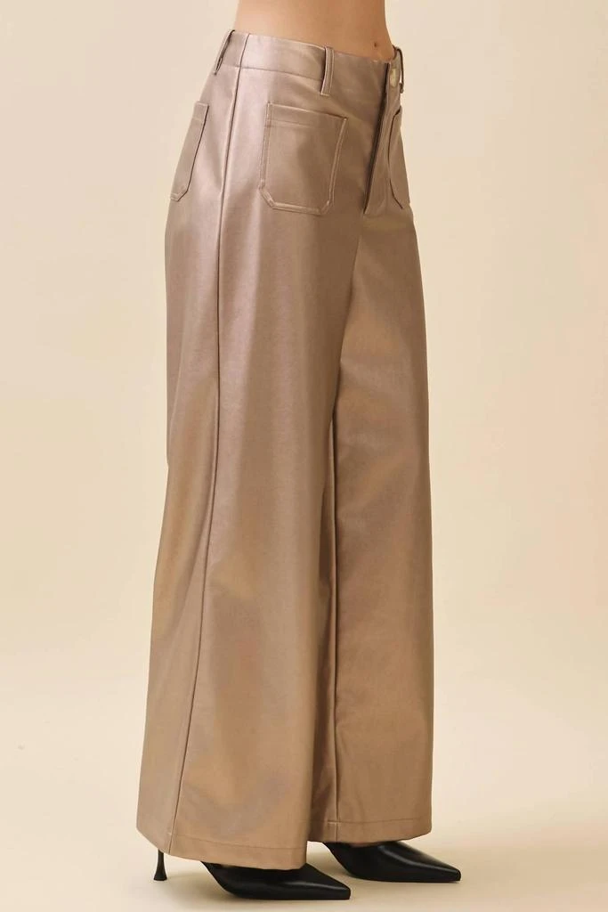 GeeGee X Lovelo Geegee X Lovelo - Metallic Wide-Leg Faux Leather Pants 3