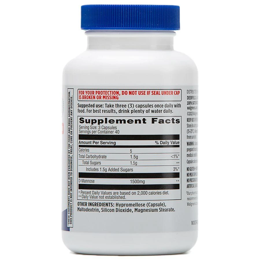 Walgreens Free & Pure D-Mannose 500mg Capsule (40 days) 4
