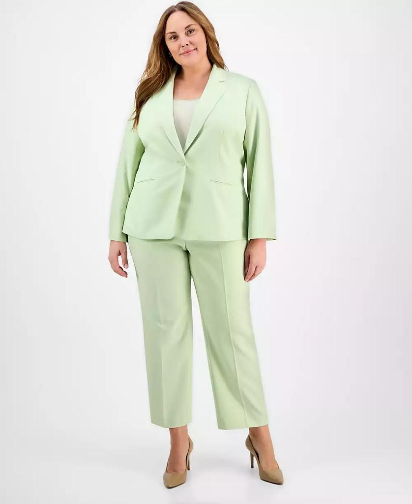 Le Suit Plus Size Single-Button Straight-Leg Pantsuit
