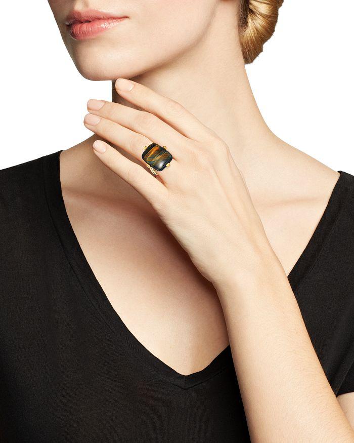 Bloomingdale's Blue Tiger Eye Statement Ring in 14K Yellow Gold