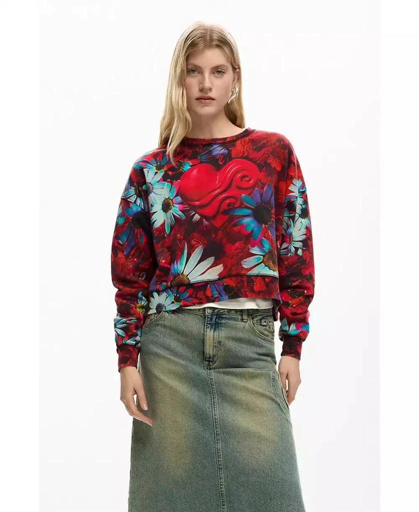Desigual Women
s HEART PRINTED SWEATSHIRT