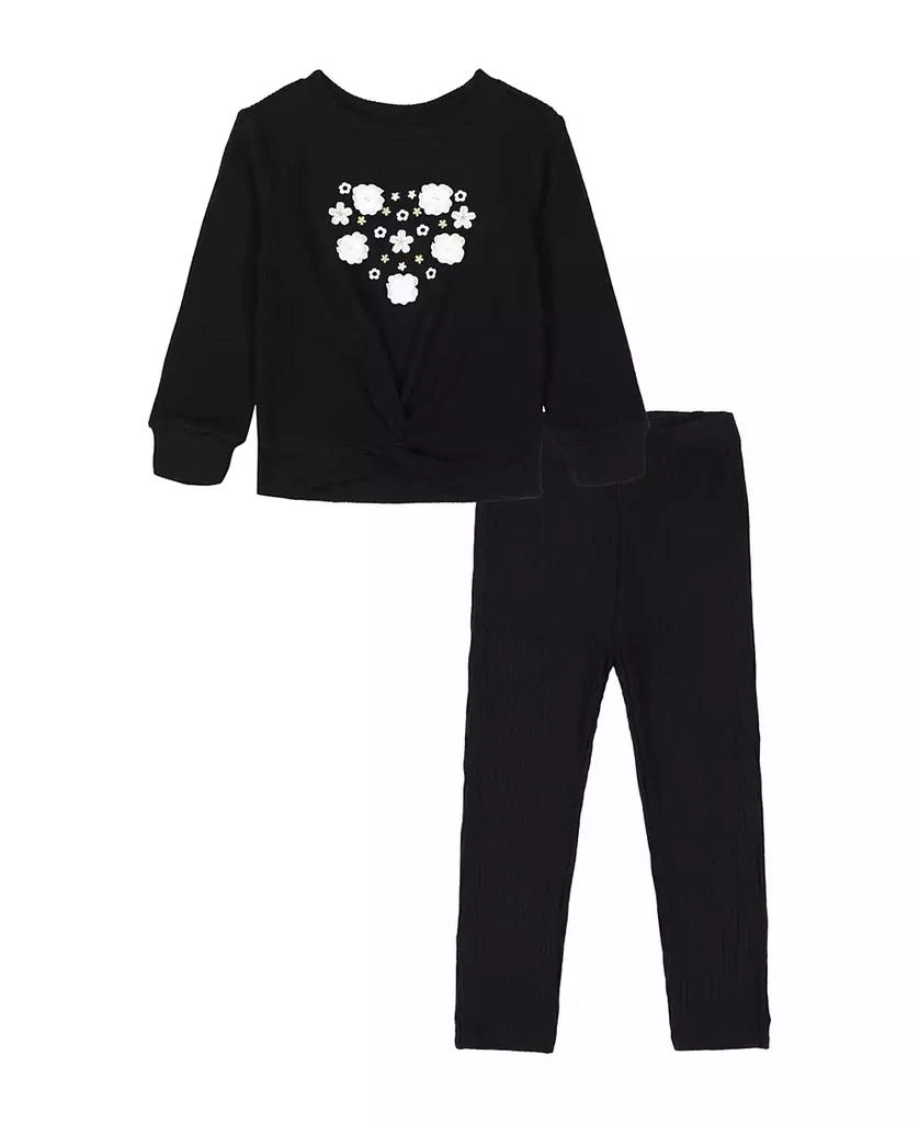 KIDS HEADQUARTERS Toddler and Little Girls Hacci Crewneck & Leggings, 2 Piece Set 1