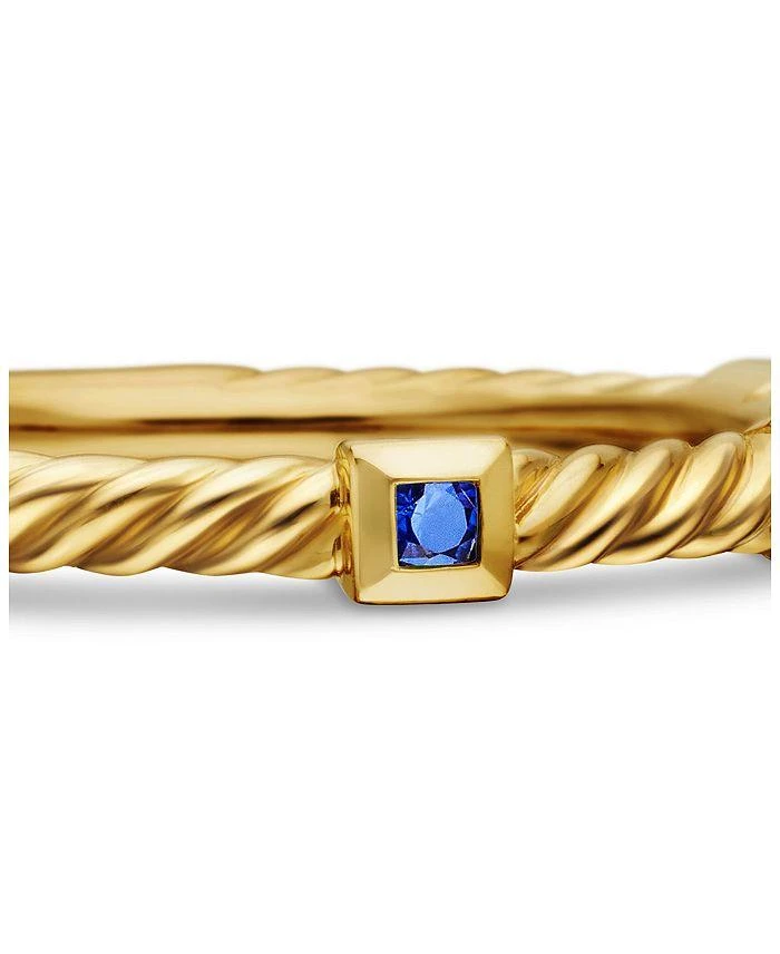David Yurman 18K Yellow Gold Cable Sapphire Stack Band Ring 6