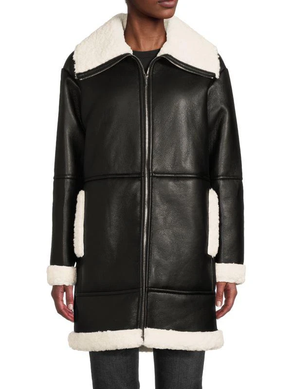 Calvin Klein Faux Leather & Faux Fur Moto Coat 1