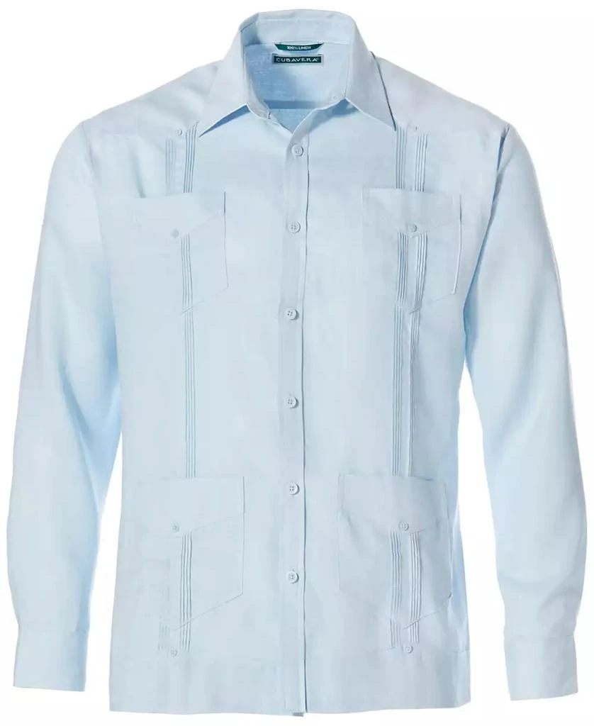 Cubavera Men's 100% Linen Long Sleeve 4 Pocket Guayabera Shirt 5