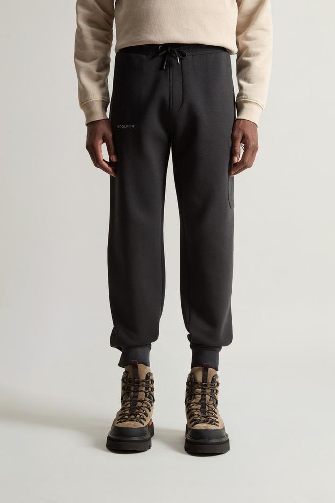 Woolrich Cotton Blend Fleece Pants with Logo - Men - Black