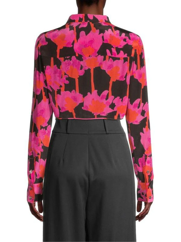 Jason Wu Cropped Floral Wrap Shirt 2