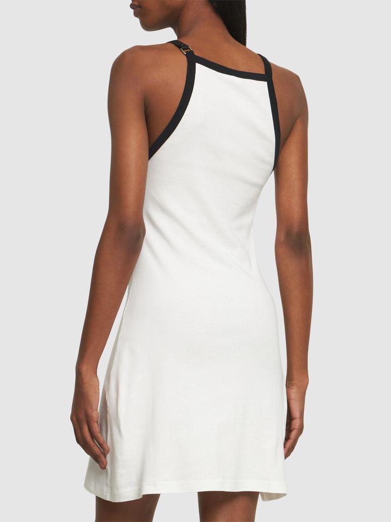 オールインワン・サロペット Courreges White Cotton Buckle Short Dress With Contrast Trim COURREGES Buckle Contrast Cotton Mini Dress White L