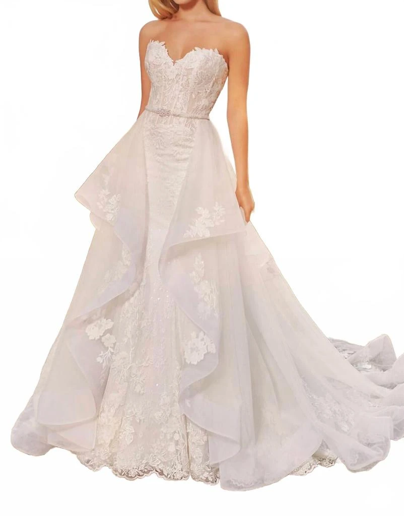 Martin Thornburg Willow Strapless Bridal Gown With Train In Ivory