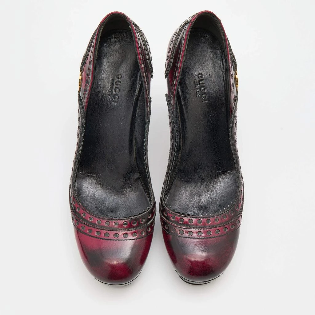 Gucci Gucci Black/Red Two-Tone Brogue Leather Platform Pumps Size 40.5 3