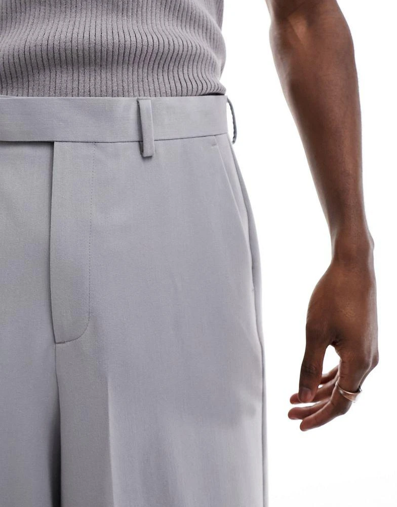 ASOS ASOS DESIGN smart cropped trousers in light grey 4