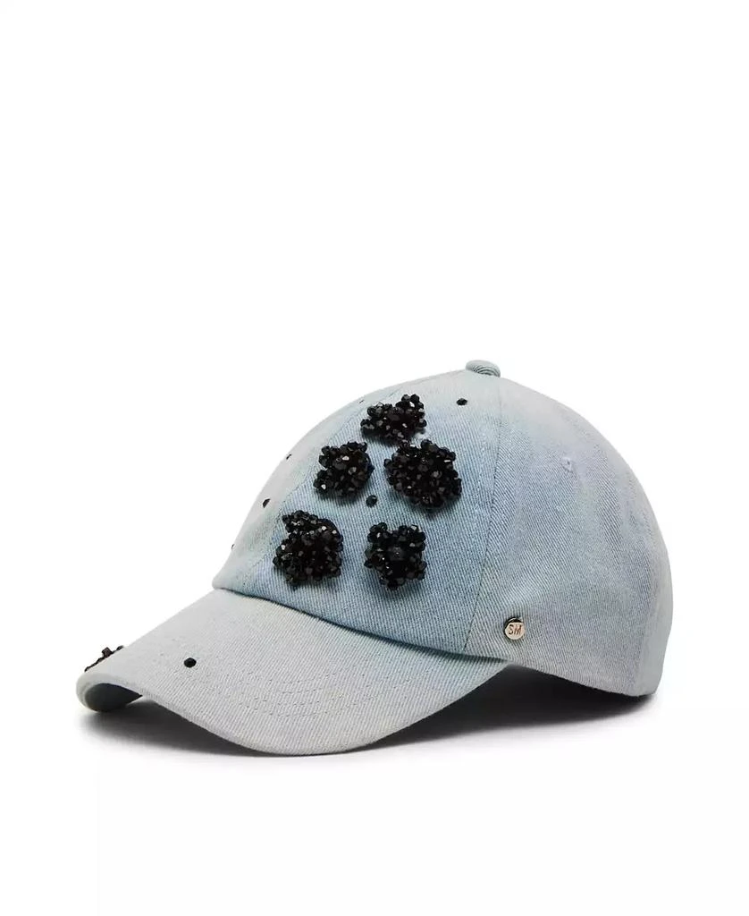 Steve Madden Denim Floral Embellishment Baseball Hat 2