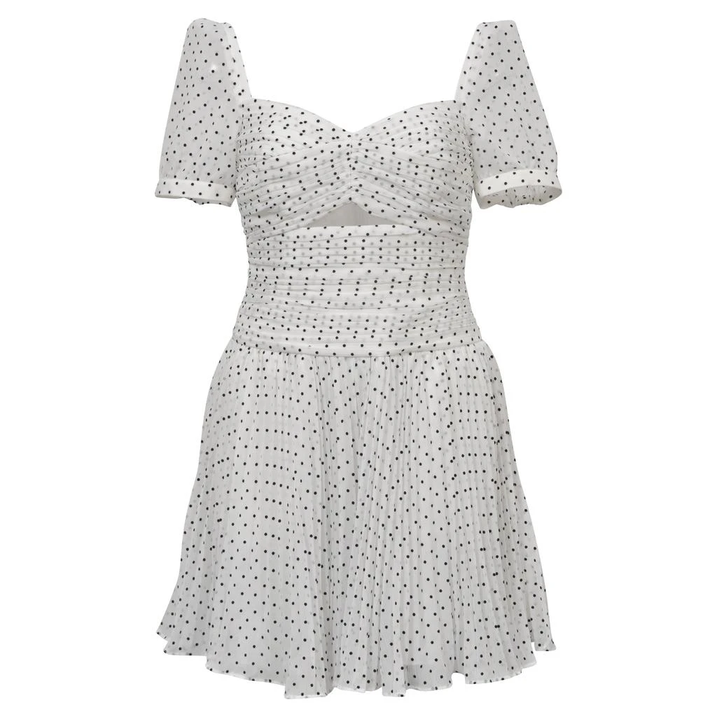 Self Portrait Polka Dot Mini Dress in White Polyester 1