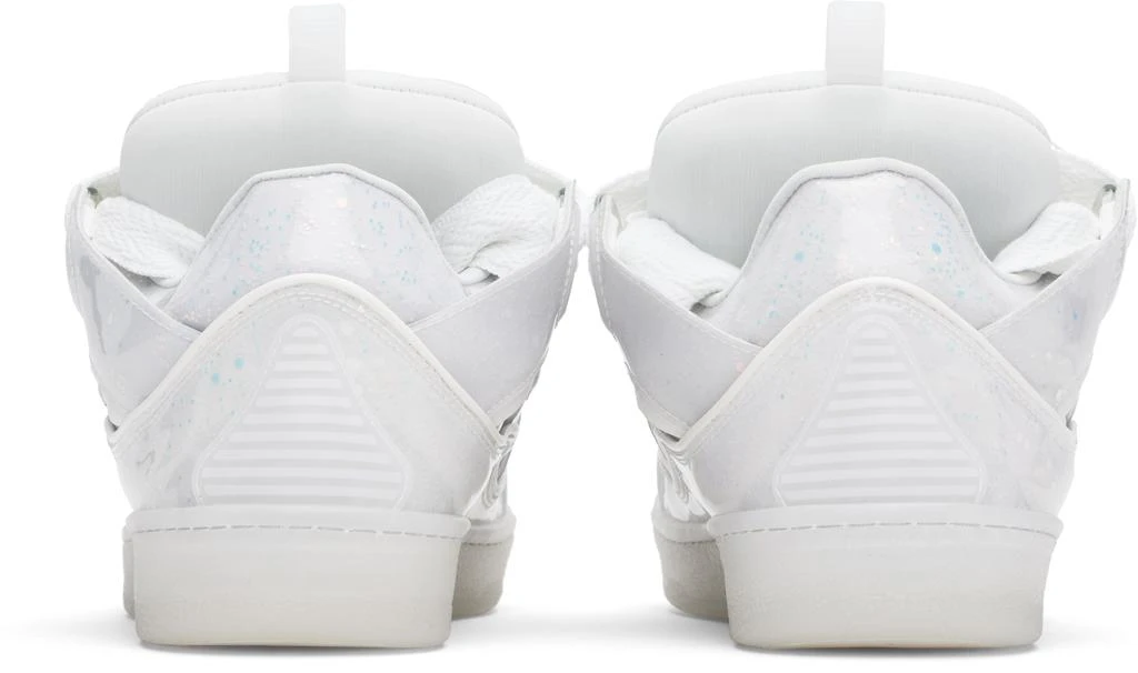 Lanvin White Leather Curb Glitter Effect Sneakers 2