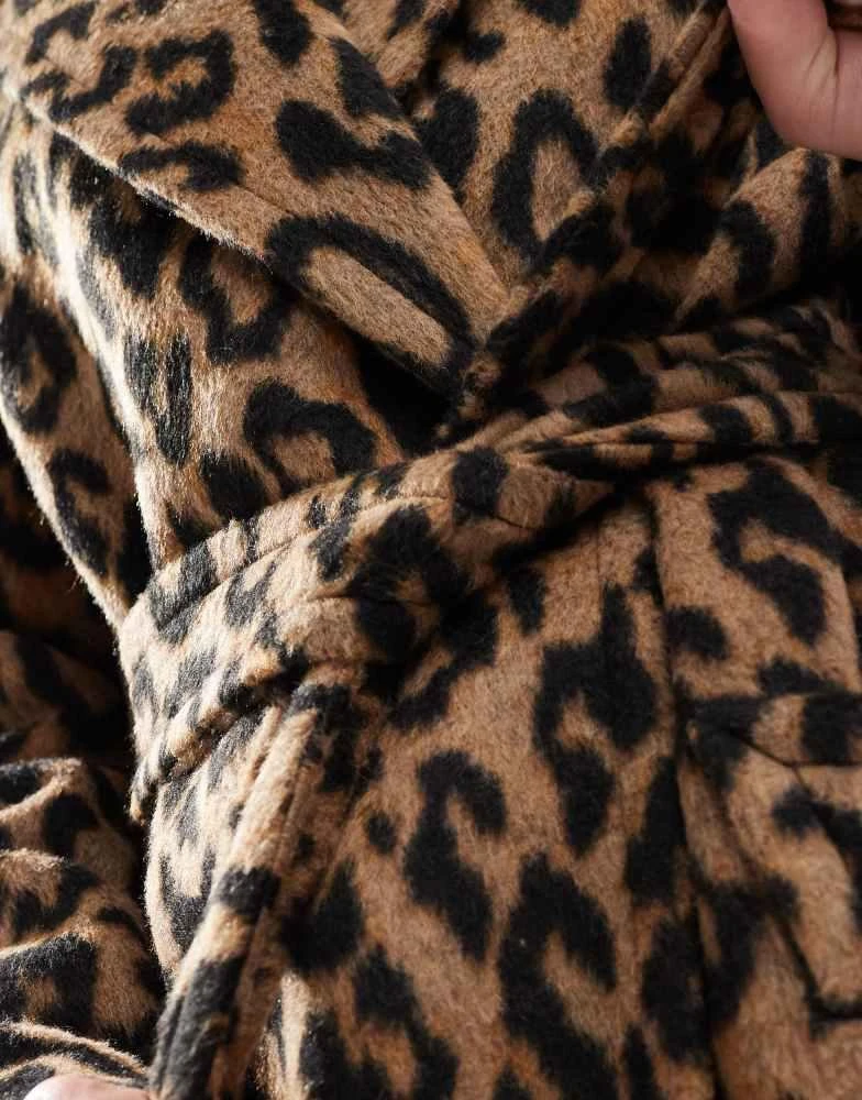 Miss Selfridge Miss Selfridge belted wrap formal coat in leopard print 4