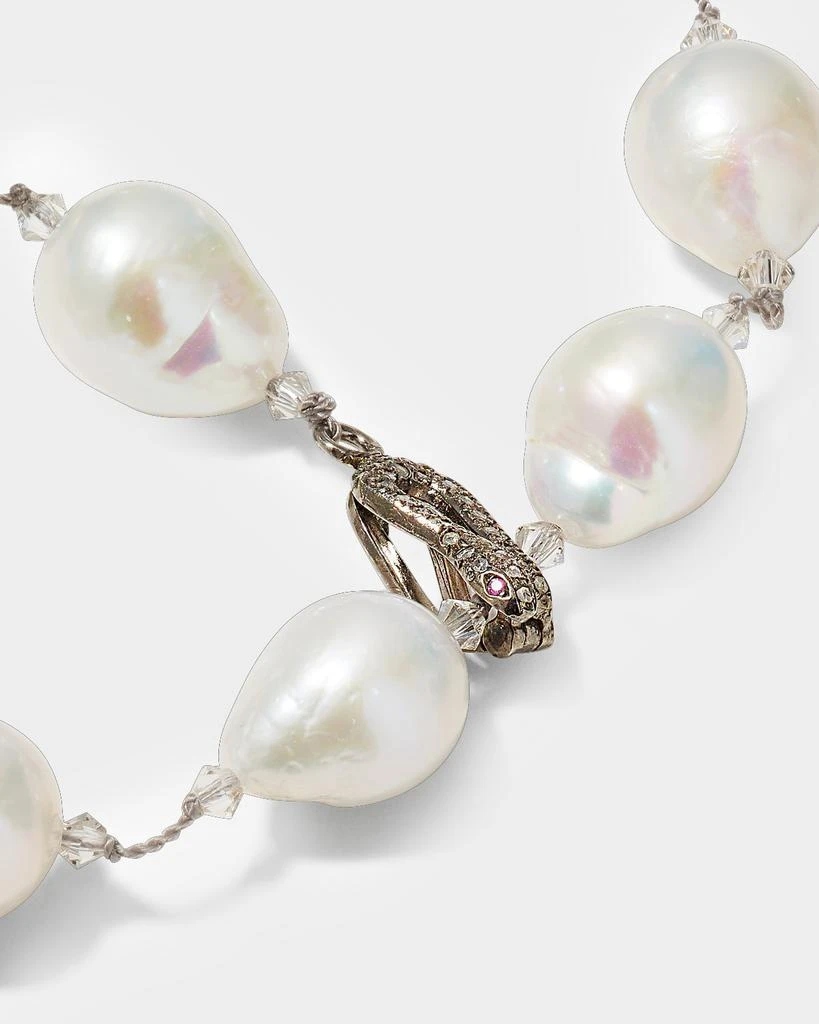 Margo Morrison Pearl Lariat with Diamond Snake Clasp 4
