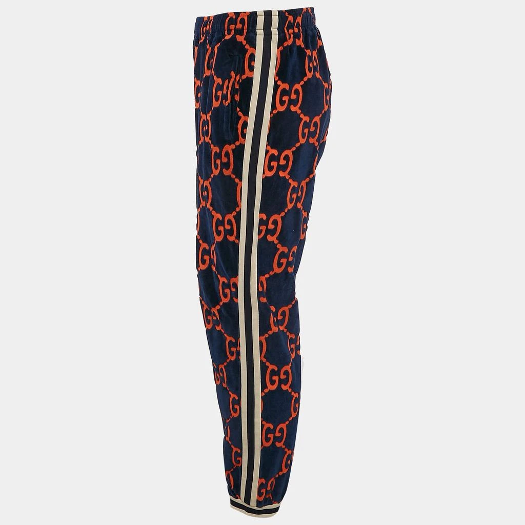 Gucci Gucci Blue & Orange Chenille GG Logo Velvet Track Pants L 2