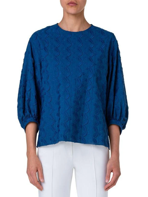 Akris Embroidered Blouson Blouse 1