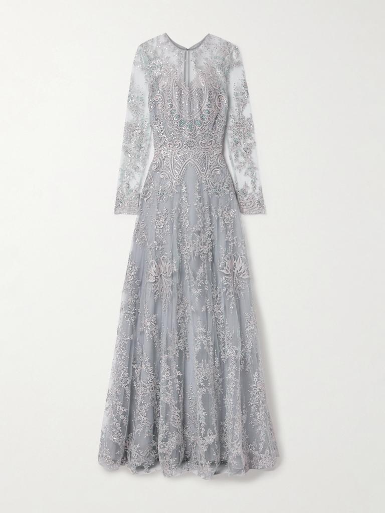 Naeem Khan 刺绣亮片缀饰绢网礼服  - US2