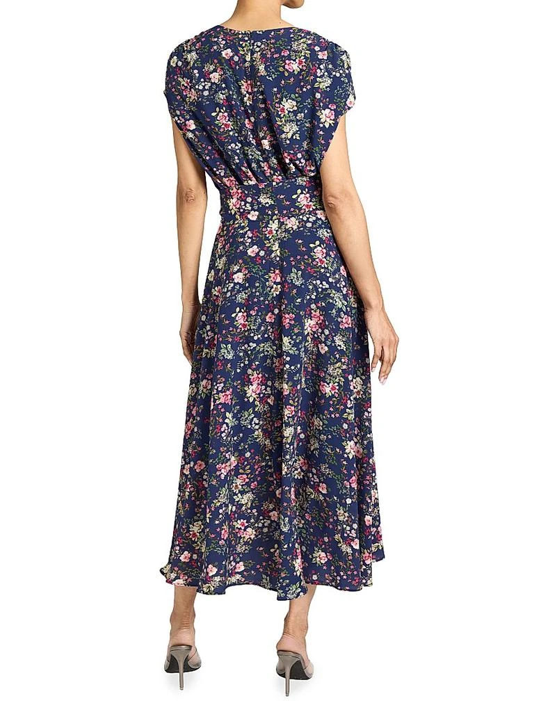 Santorelli Floral Faux-Wrap Midi-Dress 4