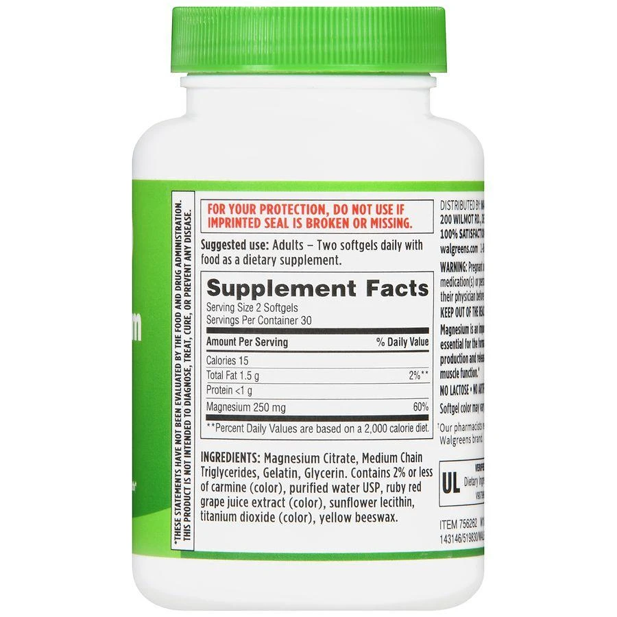 Walgreens Higher Absorption Magnesium Citrate 250 mg Softgels (60 days) 4