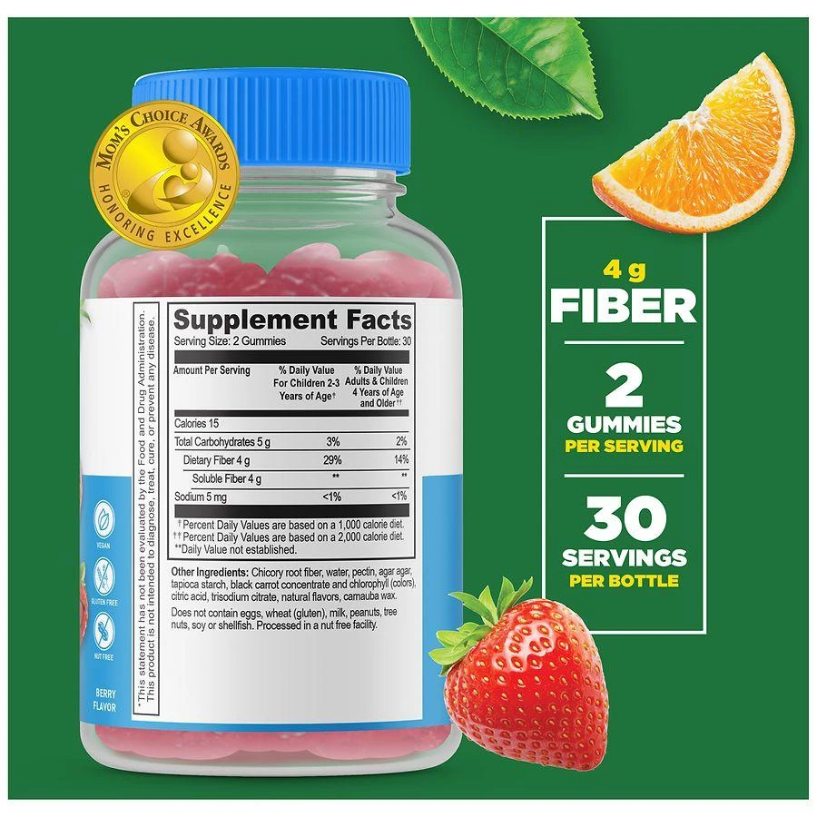 Lifeable Kids Sugar Free Prebiotic Fiber Digestive Support Gummies Berry 2