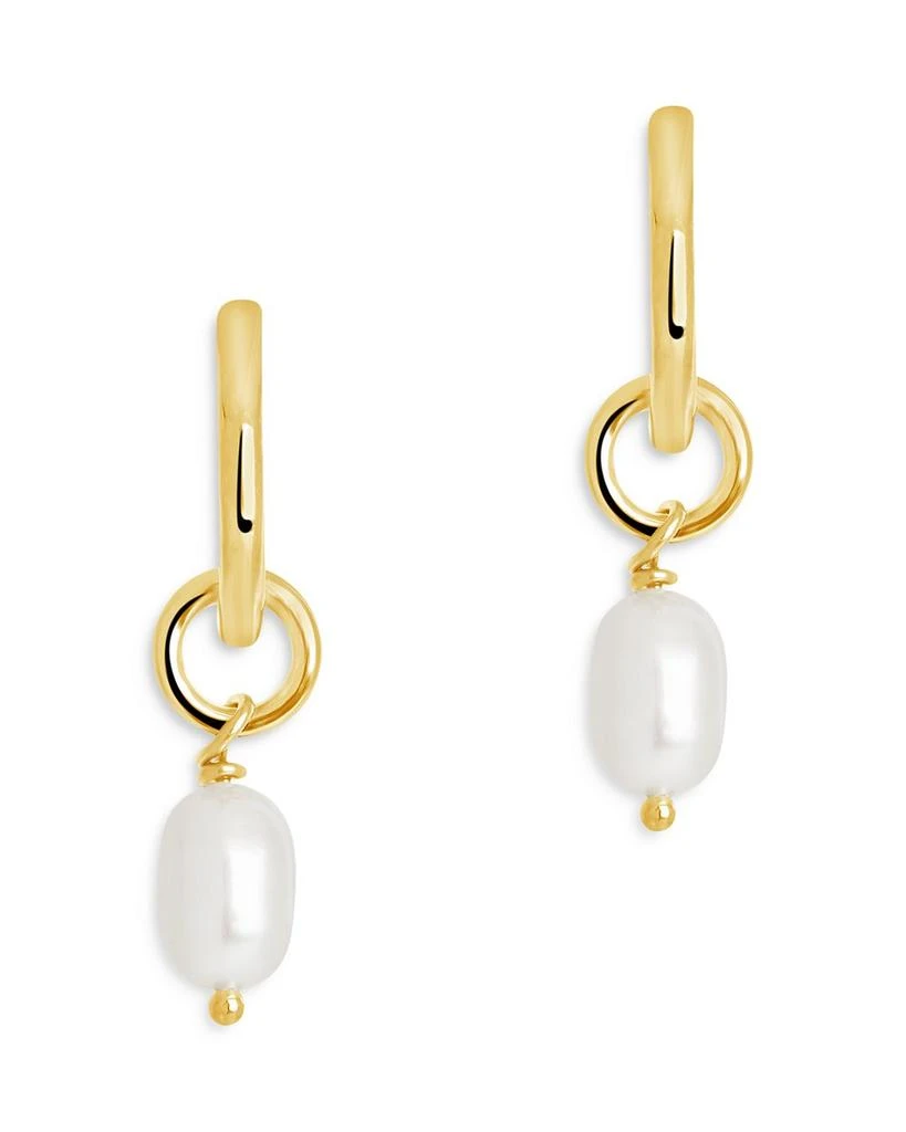 Sterling Forever Sterling Silver Cultured Freshwater Pearl Hoop Earrings 3