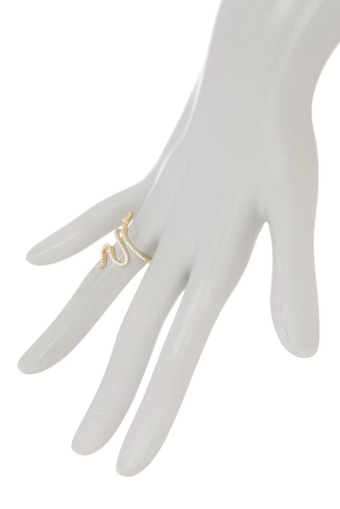 ADORNIA 14K Gold Plated Swarovski Crystal Accented Winding Snake Ring 3