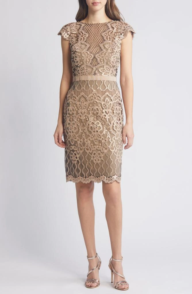 Tadashi Shoji Sequin Lace Body-Con Cocktail Dress 1